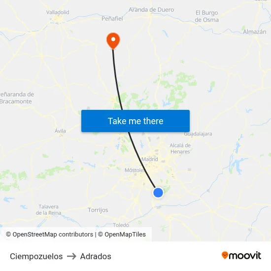Ciempozuelos to Adrados map