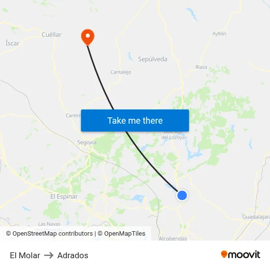 El Molar to Adrados map
