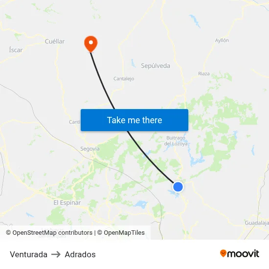 Venturada to Adrados map