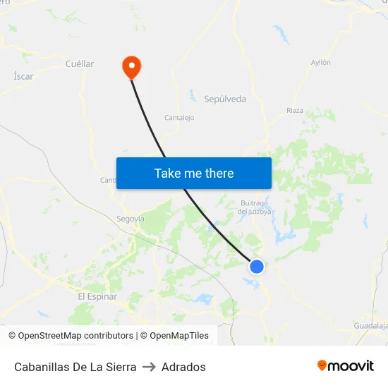 Cabanillas De La Sierra to Adrados map