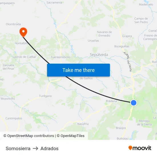 Somosierra to Adrados map