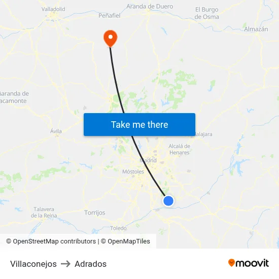 Villaconejos to Adrados map