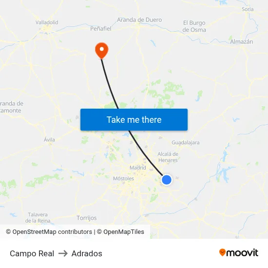 Campo Real to Adrados map
