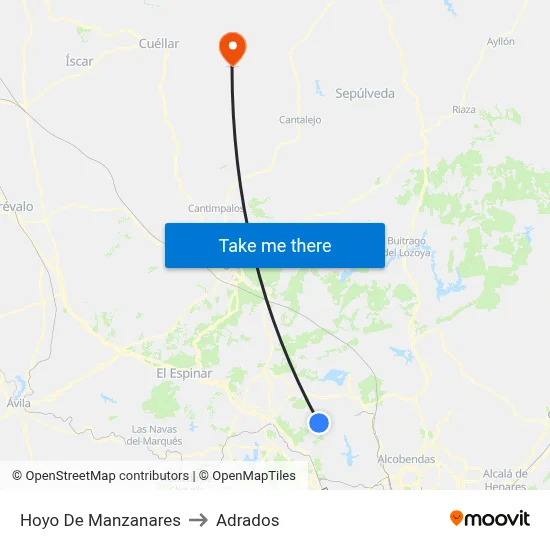 Hoyo De Manzanares to Adrados map