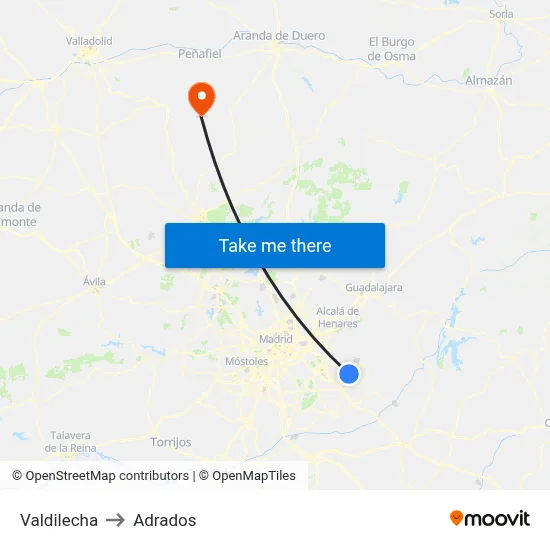 Valdilecha to Adrados map