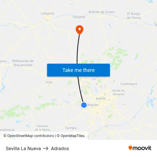 Sevilla La Nueva to Adrados map