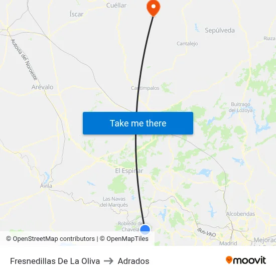 Fresnedillas De La Oliva to Adrados map