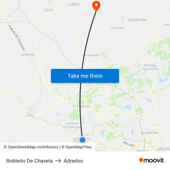 Robledo De Chavela to Adrados map