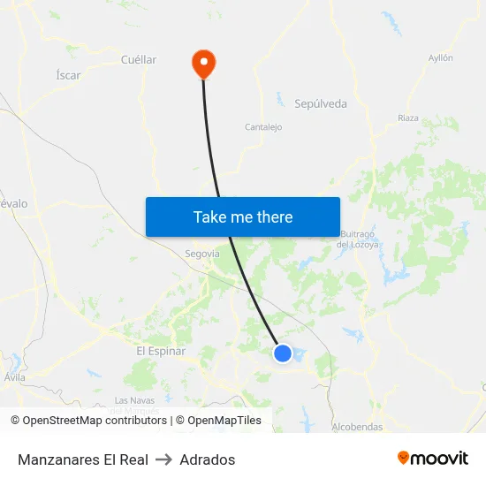 Manzanares El Real to Adrados map