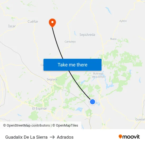 Guadalix De La Sierra to Adrados map