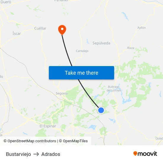 Bustarviejo to Adrados map