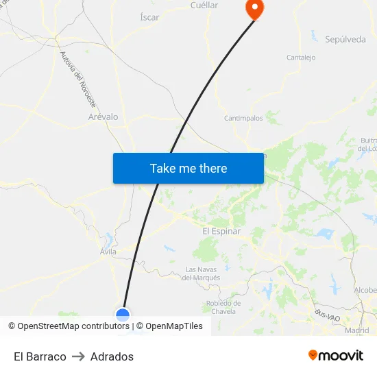 El Barraco to Adrados map