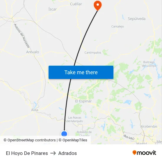 El Hoyo De Pinares to Adrados map