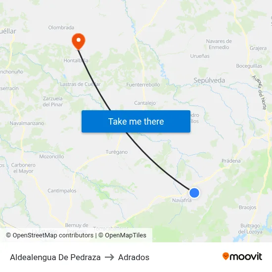 Aldealengua De Pedraza to Adrados map