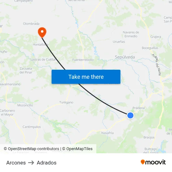 Arcones to Adrados map