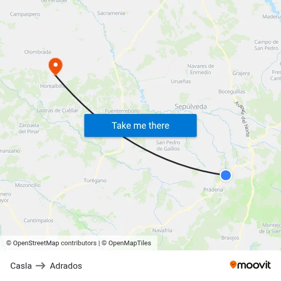 Casla to Adrados map