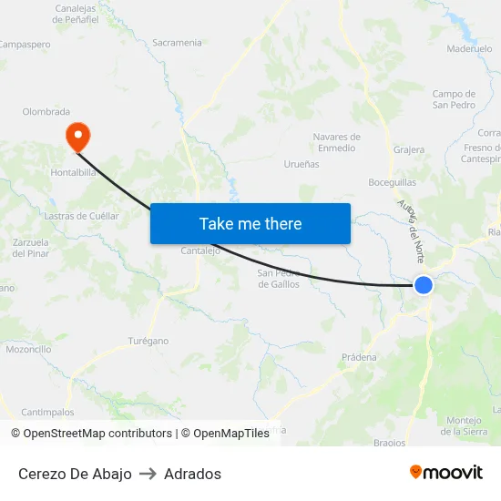 Cerezo De Abajo to Adrados map