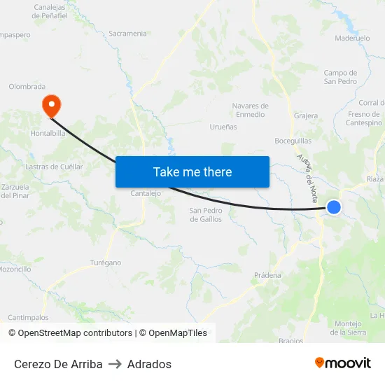 Cerezo De Arriba to Adrados map