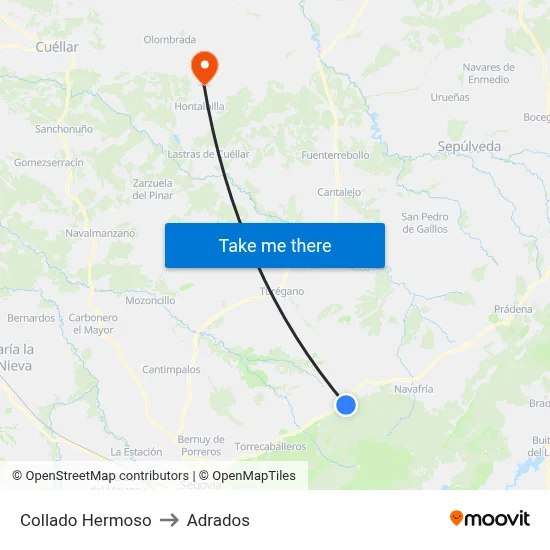 Collado Hermoso to Adrados map