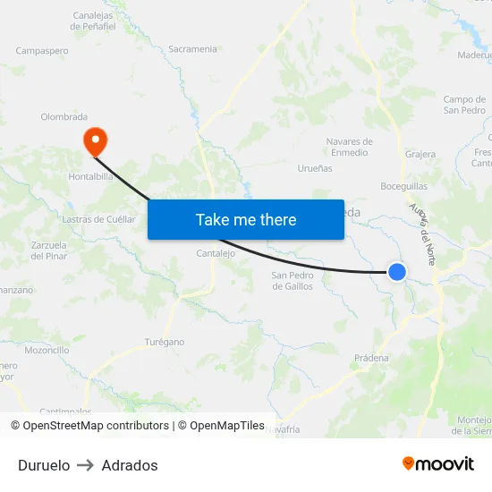 Duruelo to Adrados map