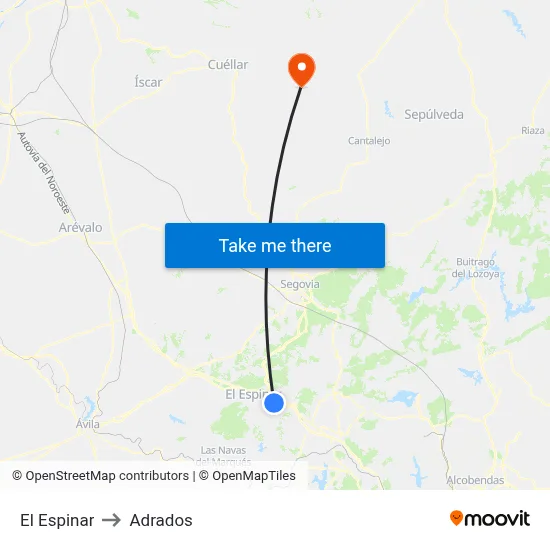 El Espinar to Adrados map