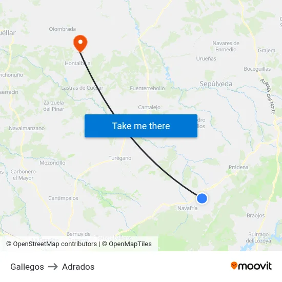 Gallegos to Adrados map