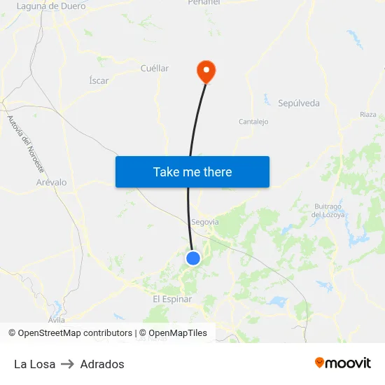 La Losa to Adrados map