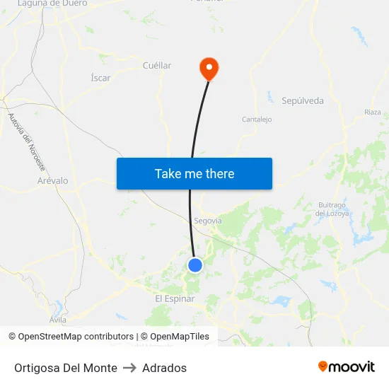 Ortigosa Del Monte to Adrados map