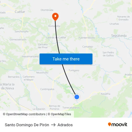 Santo Domingo De Pirón to Adrados map