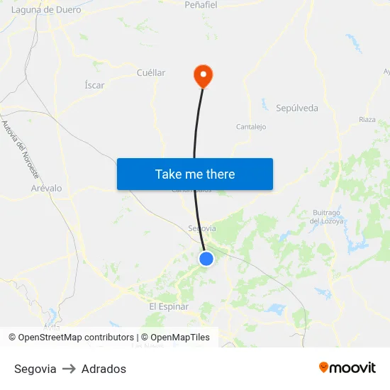 Segovia to Adrados map
