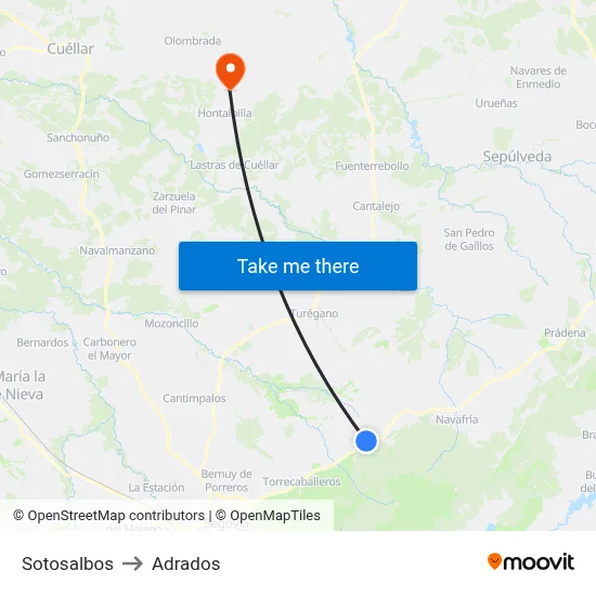 Sotosalbos to Adrados map