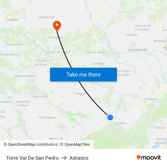 Torre Val De San Pedro to Adrados map