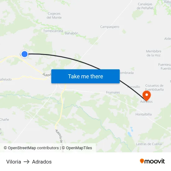 Viloria to Adrados map