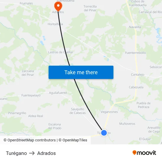 Turégano to Adrados map