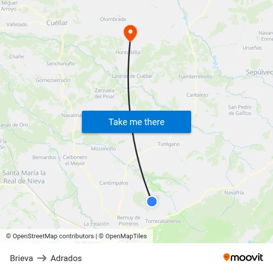Brieva to Adrados map