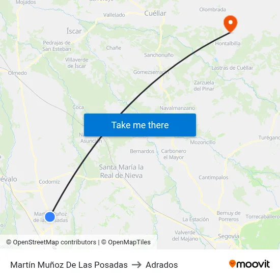 Martín Muñoz De Las Posadas to Adrados map
