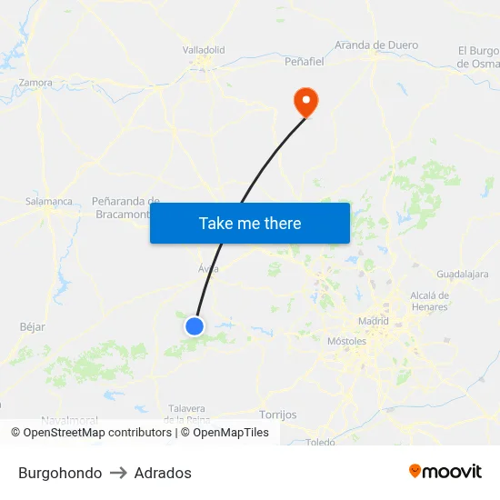 Burgohondo to Adrados map