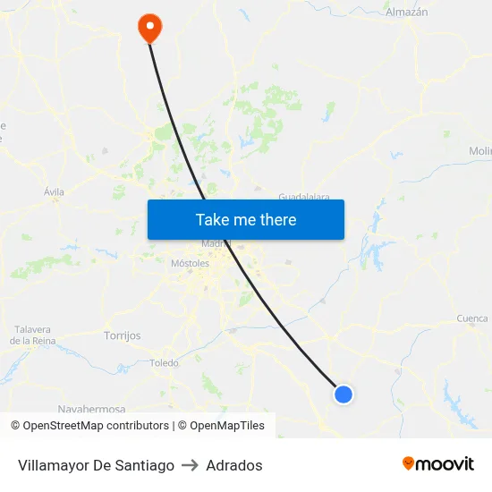 Villamayor De Santiago to Adrados map