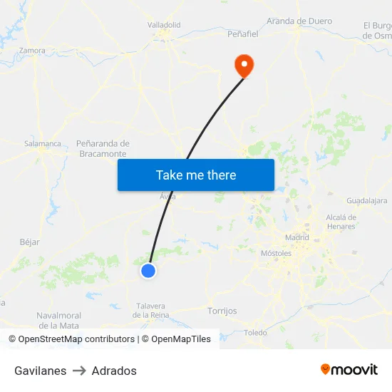 Gavilanes to Adrados map