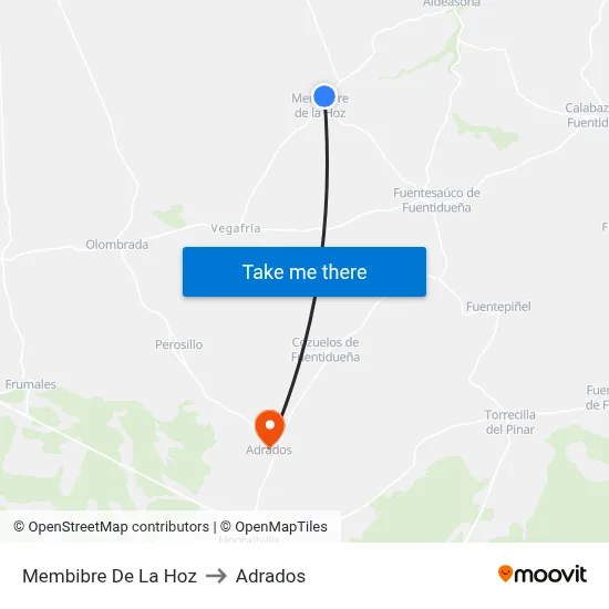 Membibre De La Hoz to Adrados map
