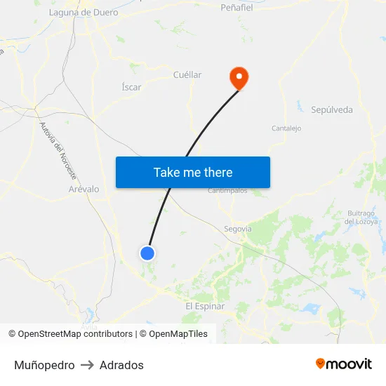Muñopedro to Adrados map