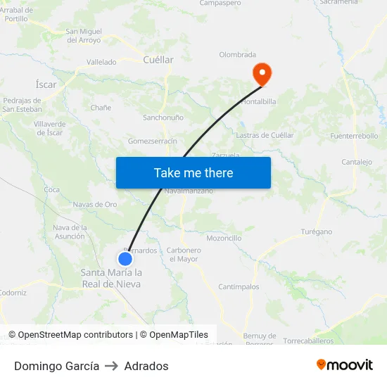 Domingo García to Adrados map