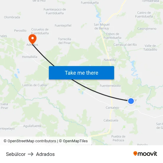Sebúlcor to Adrados map