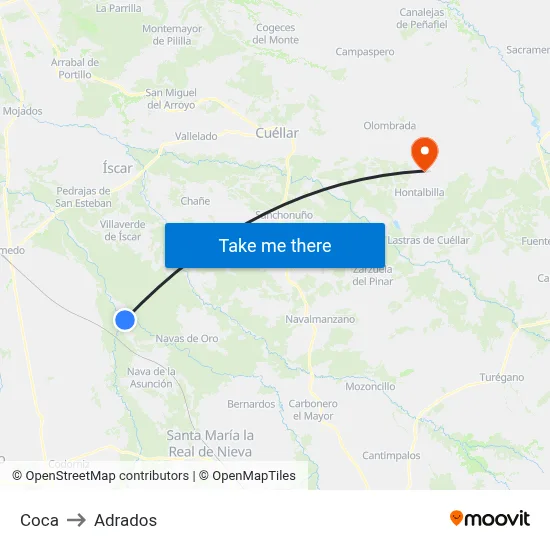 Coca to Adrados map