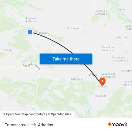 Torrescárcela to Adrados map