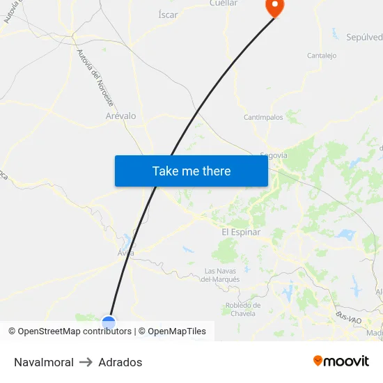Navalmoral to Adrados map