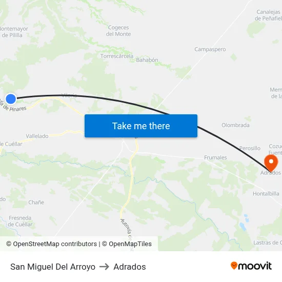 San Miguel Del Arroyo to Adrados map