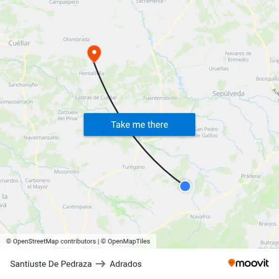 Santiuste De Pedraza to Adrados map