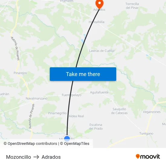 Mozoncillo to Adrados map