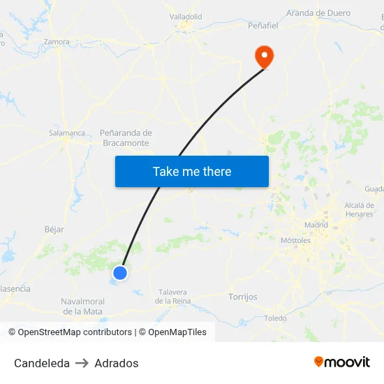 Candeleda to Adrados map